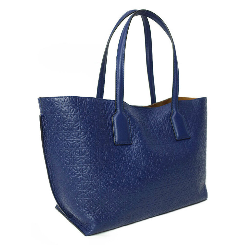 Loewe Tote T blue leather Bag Anagram embossed Shopper calfskin handbag